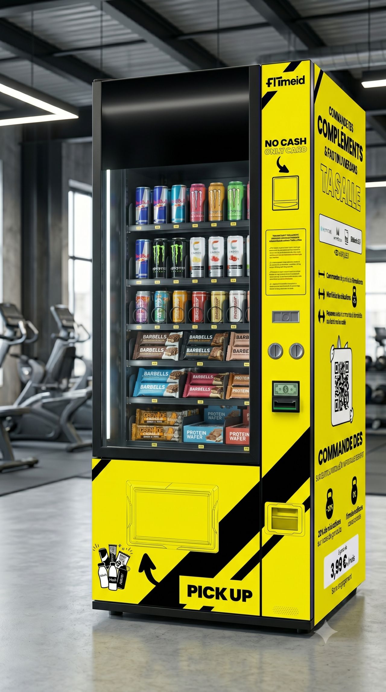 Distributeur automatique Fitmeid en salle de sport