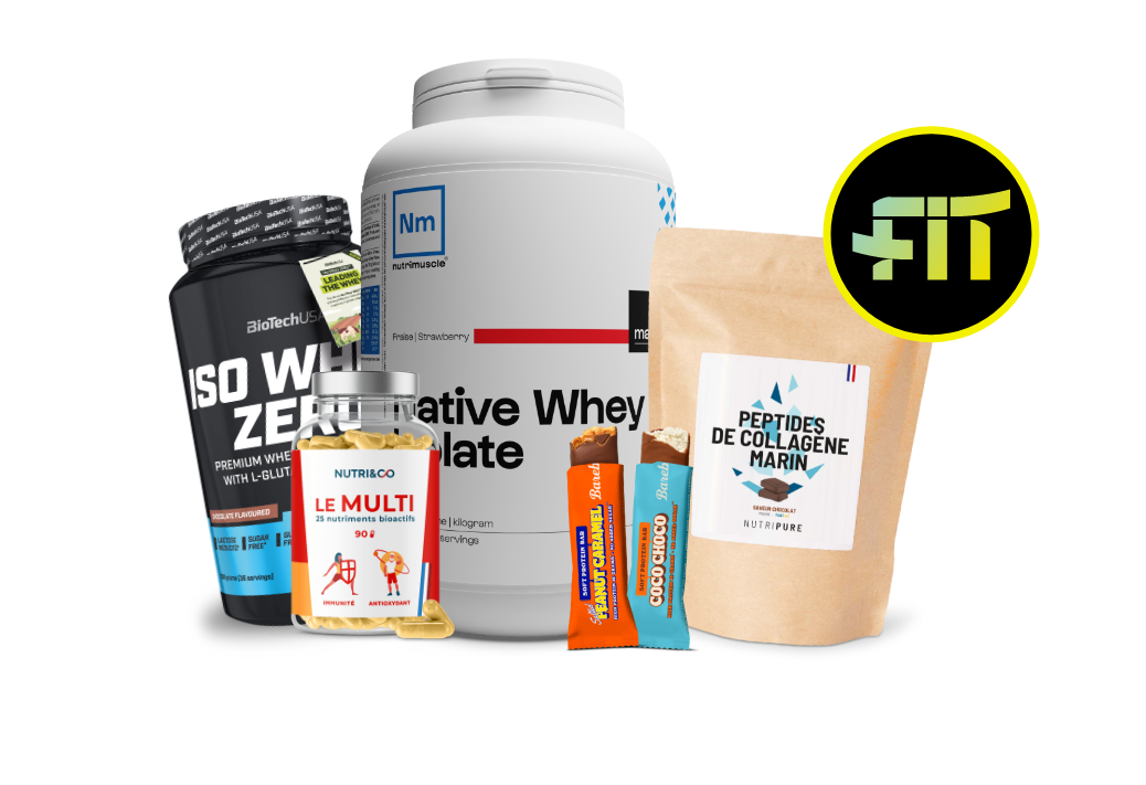 Produits du catalogue pro Fitmeid — boissons, barres et compléments